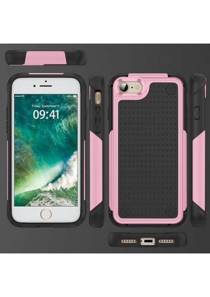 iPhone 8 / 7 / iPhone Se 2020, 2022 Için Çift Katmanlı Sert Pc Yumuşak Tpu Telefon Kılıfı - Pembe - Siyah (Yurt Dışından)