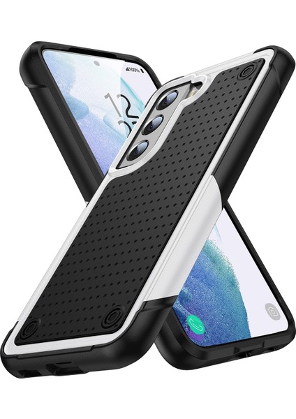 Samsung Galaxy S21+ 5g Için Çift Katmanlı Sert Pc Yumuşak Tpu Telefon Kılıfı - Beyaz - Siyah (Yurt Dışından)