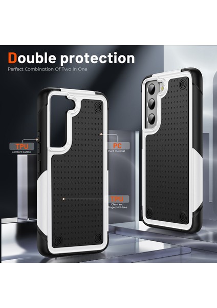 Samsung Galaxy S21+ 5g Için Çift Katmanlı Sert Pc Yumuşak Tpu Telefon Kılıfı - Beyaz - Siyah (Yurt Dışından) modelleri