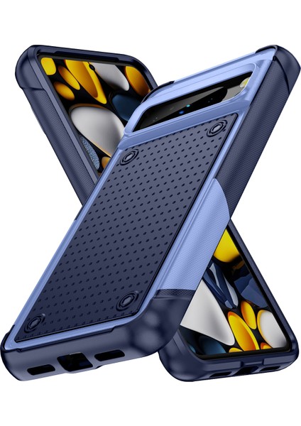 Google Pixel 8 Pro Için Çift Katmanlı Sert Pc Yumuşak Tpu Telefon Kılıfı - Mor - Mavi (Yurt Dışından)