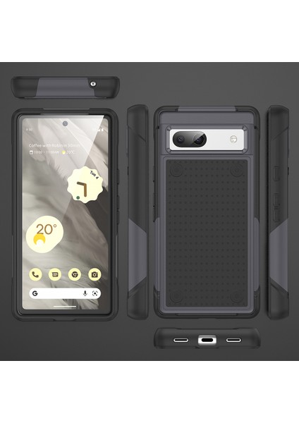 Google Pixel 7A Için Çift Katmanlı Sert Pc Yumuşak Tpu Telefon Kılıfı - Gri - Siyah (Yurt Dışından) fiyatları