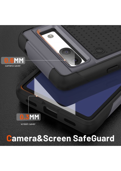 Google Pixel 7A Için Çift Katmanlı Sert Pc Yumuşak Tpu Telefon Kılıfı - Gri - Siyah (Yurt Dışından) fırsatları