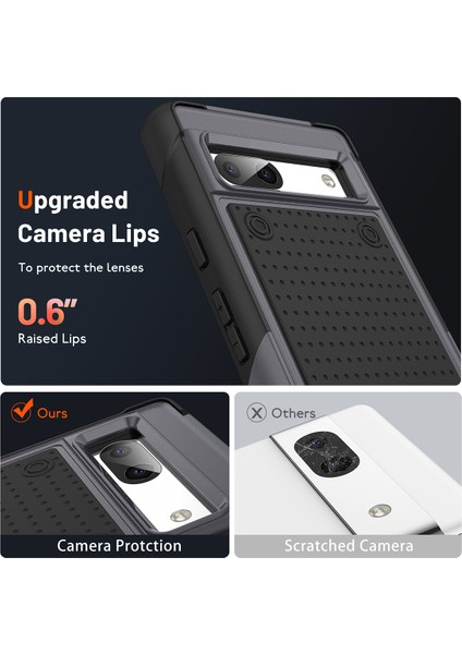 Google Pixel 7A Için Çift Katmanlı Sert Pc Yumuşak Tpu Telefon Kılıfı - Gri - Siyah (Yurt Dışından) indirimleri