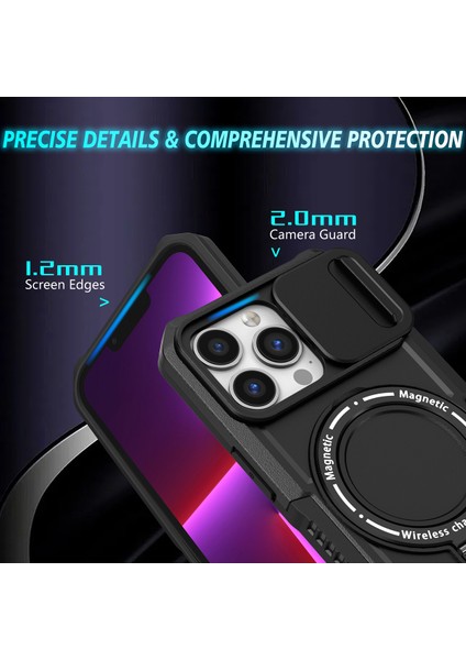 iPhone 13 Pro Için Magsafe ile Uyumlu, Manyetik Halkalı Stand Ağır Hizmet Telefon Kılıfı - Siyah (Yurt Dışından) fiyatları