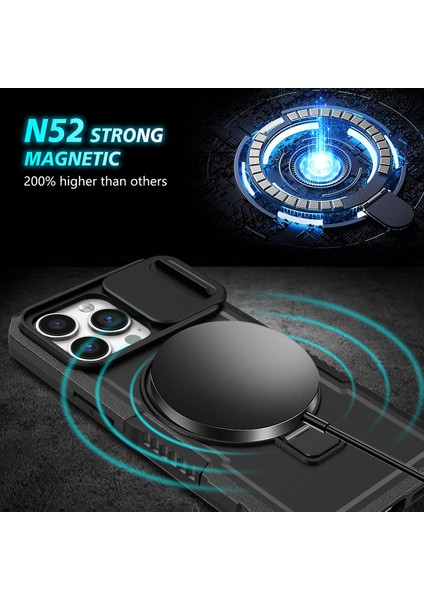 iPhone 13 Pro Için Magsafe ile Uyumlu, Manyetik Halkalı Stand Ağır Hizmet Telefon Kılıfı - Siyah (Yurt Dışından) modelleri