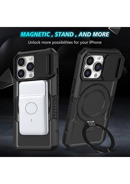 iPhone 13 Pro Için Magsafe ile Uyumlu, Manyetik Halkalı Stand Ağır Hizmet Telefon Kılıfı - Siyah (Yurt Dışından) fırsatları