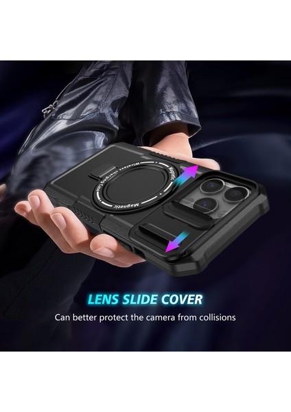 iPhone 13 Pro Için Magsafe ile Uyumlu, Manyetik Halkalı Stand Ağır Hizmet Telefon Kılıfı - Siyah (Yurt Dışından) indirimleri