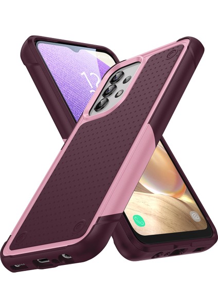 Samsung Galaxy A23/A32 5G/A13 4G/A13 5G/A04S Için Çift Katmanlı Sert Pc Yumuşak Tpu Telefon Kılıfı - Pembe - Kırmızı (Yurt Dışından)