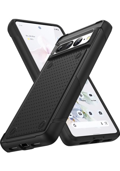 Google Pixel 7 Pro Için Çift Katmanlı Sert Pc Yumuşak Tpu Telefon Kılıfı - Siyah (Yurt Dışından)