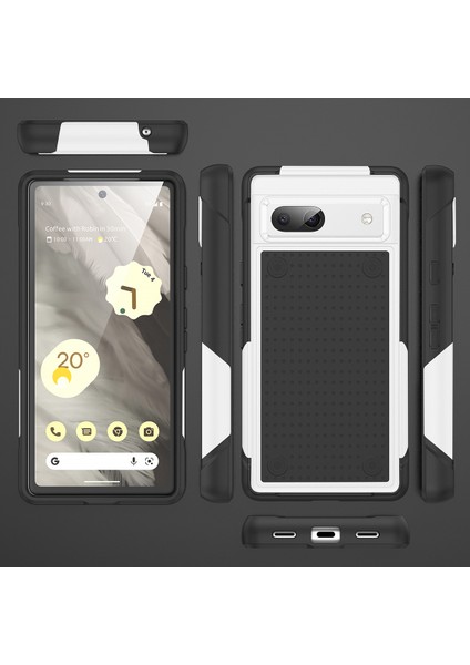 Google Pixel 7A Için Çift Katmanlı Sert Pc Yumuşak Tpu Telefon Kılıfı - Beyaz - Siyah (Yurt Dışından) fiyatları