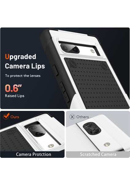Google Pixel 7A Için Çift Katmanlı Sert Pc Yumuşak Tpu Telefon Kılıfı - Beyaz - Siyah (Yurt Dışından) indirimleri