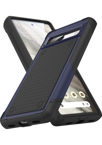 Google Pixel 7A Için Çift Katmanlı Sert Pc Yumuşak Tpu Telefon Kılıfı - Mavi - Siyah (Yurt Dışından)