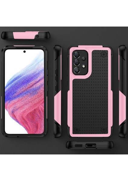Samsung Galaxy A73 5g Için Çift Katmanlı Sert Pc Yumuşak Tpu Telefon Kılıfı - Pembe - Siyah (Yurt Dışından)