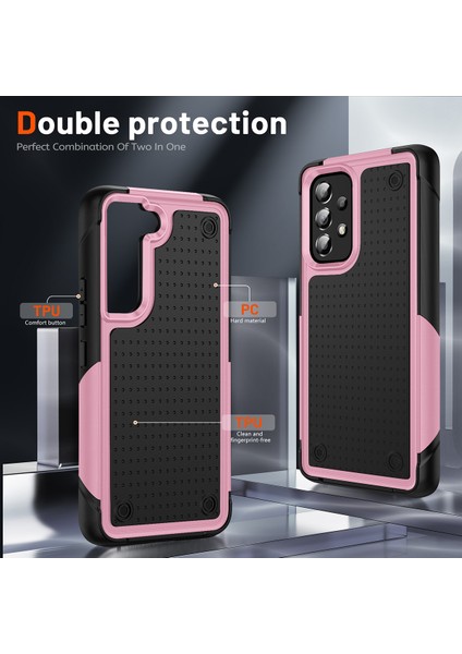 Samsung Galaxy A73 5g Için Çift Katmanlı Sert Pc Yumuşak Tpu Telefon Kılıfı - Pembe - Siyah (Yurt Dışından) modelleri