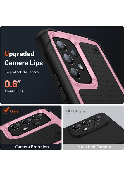 Samsung Galaxy A73 5g Için Çift Katmanlı Sert Pc Yumuşak Tpu Telefon Kılıfı - Pembe - Siyah (Yurt Dışından) indirimleri