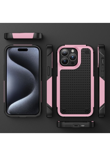iPhone 15 Pro Için Çift Katmanlı Sert Pc Yumuşak Tpu Telefon Kılıfı - Pembe - Siyah (Yurt Dışından) indirimleri