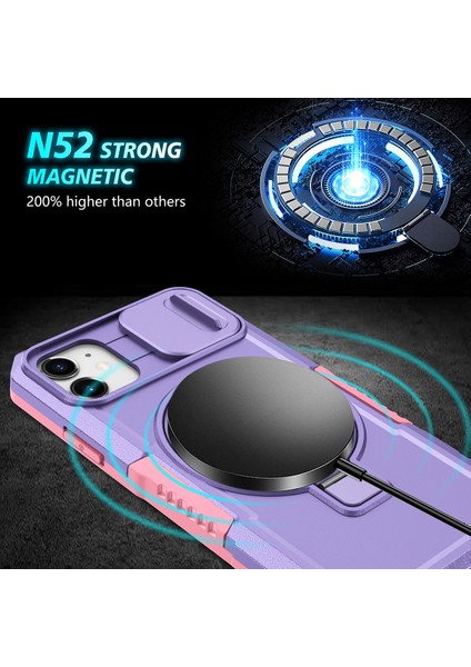 iPhone 11 Için Magsafe ile Uyumlu, Manyetik Halkalı Stand Ağır Hizmet Telefon Kılıfı - Mor (Yurt Dışından) modelleri