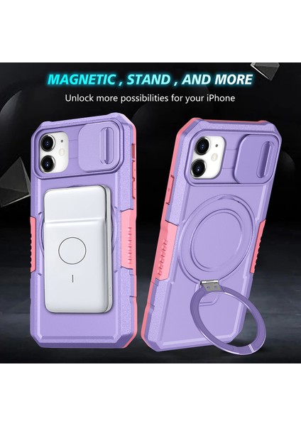 iPhone 11 Için Magsafe ile Uyumlu, Manyetik Halkalı Stand Ağır Hizmet Telefon Kılıfı - Mor (Yurt Dışından) fırsatları