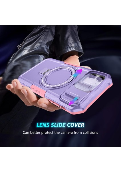 iPhone 11 Için Magsafe ile Uyumlu, Manyetik Halkalı Stand Ağır Hizmet Telefon Kılıfı - Mor (Yurt Dışından) indirimleri