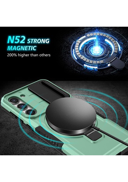 Samsung Galaxy S23 Için Magsafe ile Uyumlu, Manyetik Halkalı Stand Ağır Hizmet Telefon Kılıfı - Yeşil (Yurt Dışından) modelleri