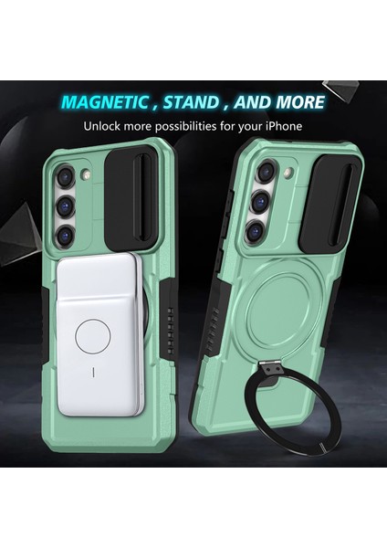 Samsung Galaxy S23 Için Magsafe ile Uyumlu, Manyetik Halkalı Stand Ağır Hizmet Telefon Kılıfı - Yeşil (Yurt Dışından) fırsatları