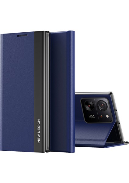 Xiaomi 13T /13T Pro /redmi K60 Ultra Için Ince Flip Deri Manyetik Kapatma Telefon Kılıfı - Lacivert (Yurt Dışından)