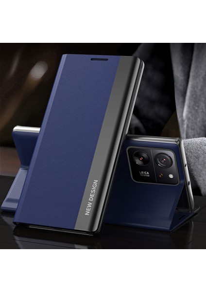 Xiaomi 13T /13T Pro /redmi K60 Ultra Için Ince Flip Deri Manyetik Kapatma Telefon Kılıfı - Lacivert (Yurt Dışından)