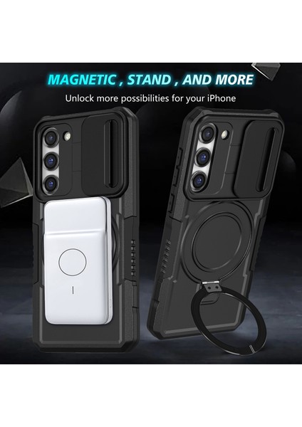 Samsung Galaxy S23 Için Magsafe ile Uyumlu, Manyetik Halkalı Stand Ağır Hizmet Telefon Kılıfı - Siyah (Yurt Dışından) fırsatları