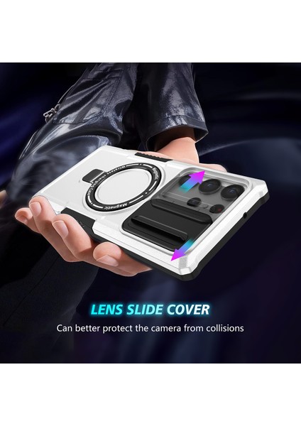 Samsung Galaxy S22 Ultra 5g Için Magsafe ile Uyumlu, Manyetik Halkalı Stand Ağır Hizmet Telefon Kılıfı - Beyaz - Siyah (Yurt Dışından) indirimleri