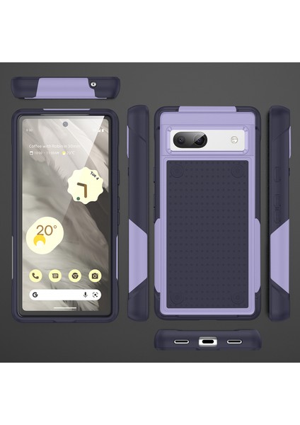 Google Pixel 7A Için Çift Katmanlı Sert Pc Yumuşak Tpu Telefon Kılıfı - Mor - Mavi (Yurt Dışından) fiyatları