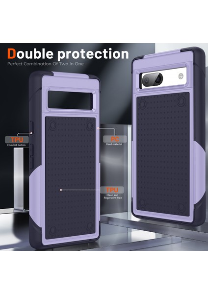 Google Pixel 7A Için Çift Katmanlı Sert Pc Yumuşak Tpu Telefon Kılıfı - Mor - Mavi (Yurt Dışından) modelleri