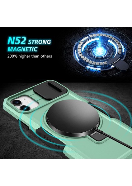 iPhone 11 Için Magsafe ile Uyumlu, Manyetik Halkalı Stand Ağır Hizmet Telefon Kılıfı - Yeşil (Yurt Dışından) modelleri