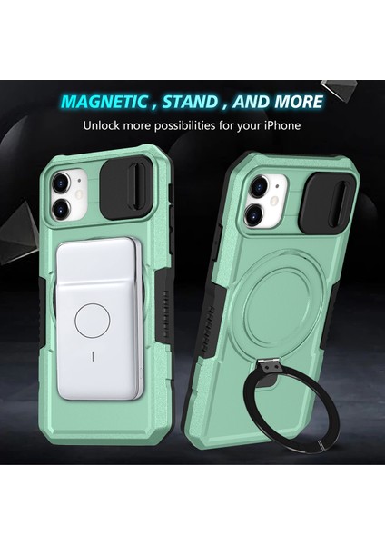 iPhone 11 Için Magsafe ile Uyumlu, Manyetik Halkalı Stand Ağır Hizmet Telefon Kılıfı - Yeşil (Yurt Dışından) fırsatları