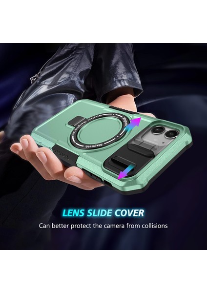 iPhone 11 Için Magsafe ile Uyumlu, Manyetik Halkalı Stand Ağır Hizmet Telefon Kılıfı - Yeşil (Yurt Dışından) indirimleri
