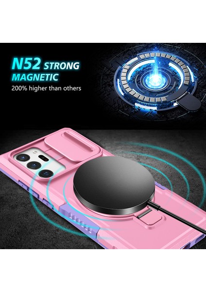 Samsung Galaxy Note 20 Ultra 5g Için Magsafe ile Uyumlu, Manyetik Halkalı Stand Ağır Hizmet Telefon Kılıfı - Pembe (Yurt Dışından) modelleri