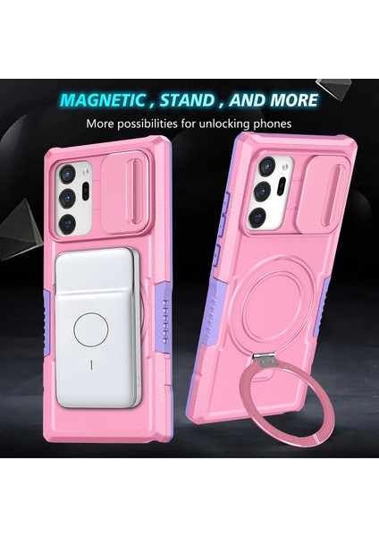 Samsung Galaxy Note 20 Ultra 5g Için Magsafe ile Uyumlu, Manyetik Halkalı Stand Ağır Hizmet Telefon Kılıfı - Pembe (Yurt Dışından) fırsatları