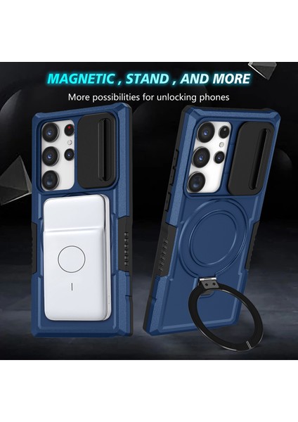 Samsung Galaxy S22 Ultra 5g Için Magsafe ile Uyumlu, Manyetik Halkalı Stand Ağır Hizmet Telefon Kılıfı - Mavi (Yurt Dışından) fırsatları