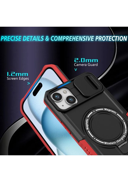 iPhone 15 /iphone 14 Için Magsafe ile Uyumlu, Manyetik Halkalı Stand Ağır Hizmet Telefon Kılıfı - Siyah - Kırmızı (Yurt Dışından) fiyatları