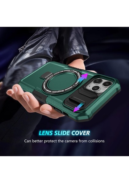 iPhone 11 Pro Max Için Magsafe ile Uyumlu, Manyetik Halkalı Stand Ağır Hizmet Telefon Kılıfı - Koyu Yeşil (Yurt Dışından) indirimleri