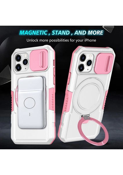 iPhone 11 Pro Max Için Magsafe ile Uyumlu, Manyetik Halkalı Stand Ağır Hizmet Telefon Kılıfı - Beyaz (Yurt Dışından) fırsatları