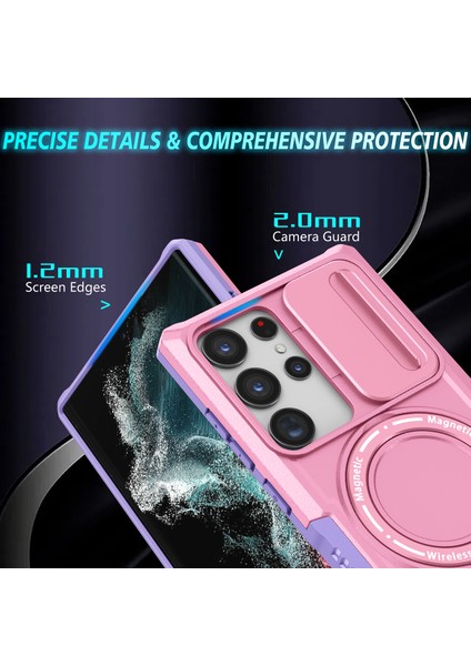 Samsung Galaxy S22 Ultra 5g Için Magsafe ile Uyumlu, Manyetik Halkalı Stand Ağır Hizmet Telefon Kılıfı - Pembe (Yurt Dışından) fiyatları