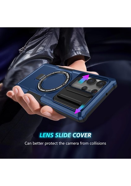 Samsung Galaxy S22 Ultra 5g Için Magsafe ile Uyumlu, Manyetik Halkalı Stand Ağır Hizmet Telefon Kılıfı - Mavi (Yurt Dışından) indirimleri