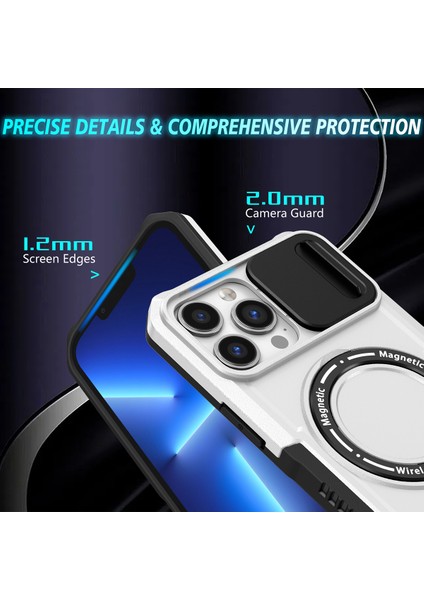 iPhone 13 Pro Max Için Magsafe ile Uyumlu, Manyetik Halkalı Stand Ağır Hizmet Telefon Kılıfı - Beyaz - Siyah (Yurt Dışından) fiyatları