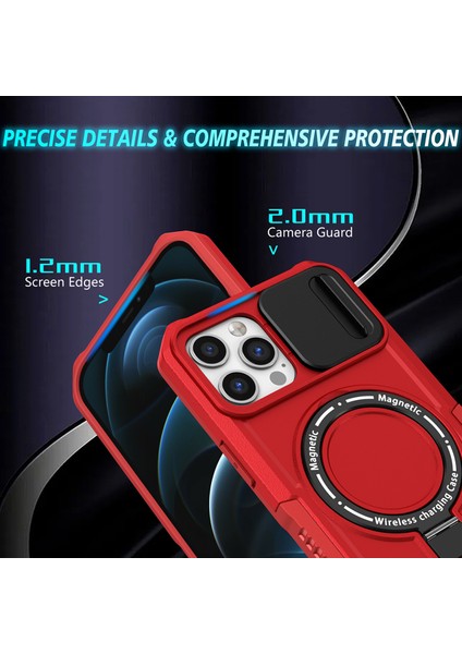 iPhone 12 /iphone 12 Pro Için Magsafe ile Uyumlu, Manyetik Halkalı Stand Ağır Hizmet Telefon Kılıfı - Kırmızı (Yurt Dışından) fiyatları