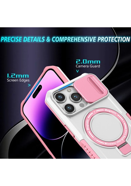 iPhone 14 Pro Max Için Magsafe ile Uyumlu, Manyetik Halkalı Stand Ağır Hizmet Telefon Kılıfı - Beyaz (Yurt Dışından) indirimleri