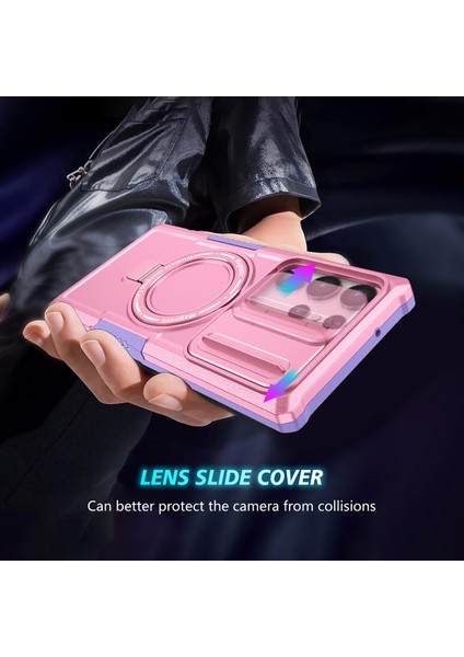 Samsung Galaxy S22 Ultra 5g Için Magsafe ile Uyumlu, Manyetik Halkalı Stand Ağır Hizmet Telefon Kılıfı - Pembe (Yurt Dışından) indirimleri