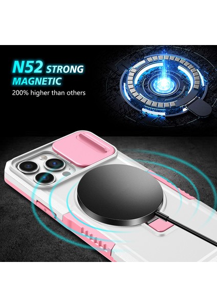 iPhone 13 Pro Max Için Magsafe ile Uyumlu, Manyetik Halkalı Stand Ağır Hizmet Telefon Kılıfı - Beyaz (Yurt Dışından) modelleri