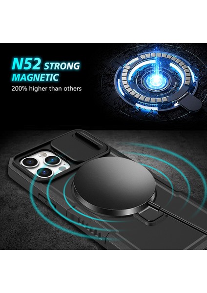iPhone 12 /iphone 12 Pro Için Magsafe ile Uyumlu, Manyetik Halkalı Stand Ağır Hizmet Telefon Kılıfı - Siyah (Yurt Dışından) modelleri
