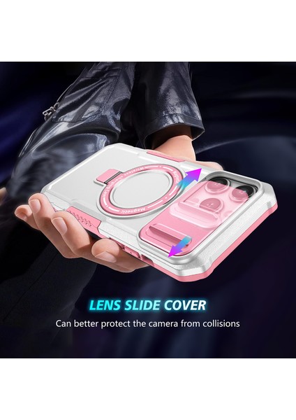 iPhone 14 Pro Için Magsafe ile Uyumlu, Manyetik Halkalı Stand Ağır Hizmet Telefon Kılıfı - Beyaz (Yurt Dışından) fırsatları