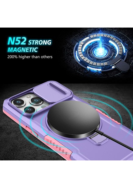 iPhone 15 Pro Için Magsafe ile Uyumlu, Manyetik Halkalı Stand Ağır Hizmet Telefon Kılıfı - Mor (Yurt Dışından) modelleri
